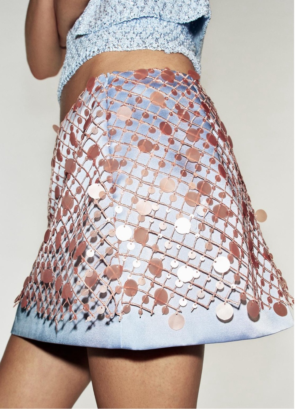 ZARA SEQUIN MINI SKIRT - Picture 4 of 7